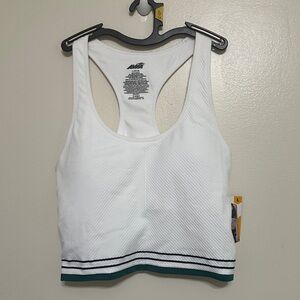 Avia Women's White Sports Bra with Black and Green Accents L brand New